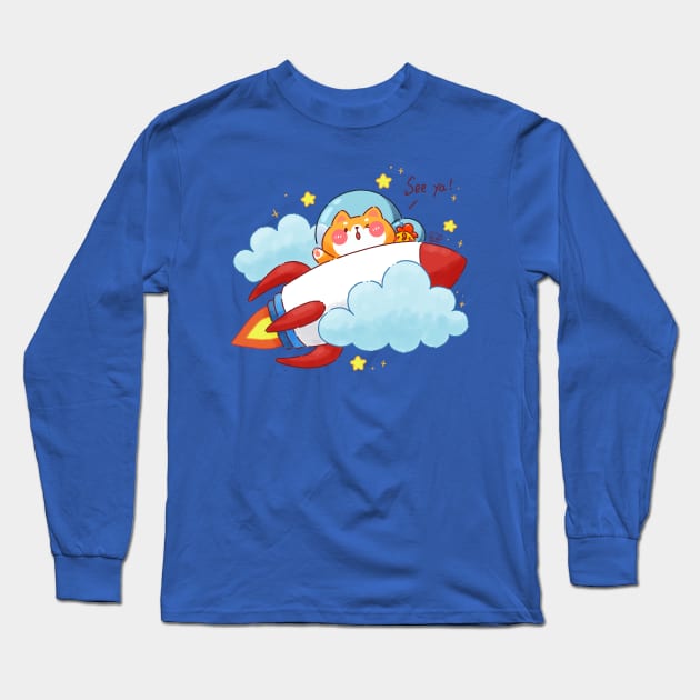 Shiba Inu Rocket Space Long Sleeve T-Shirt by Nas.ArtSpace